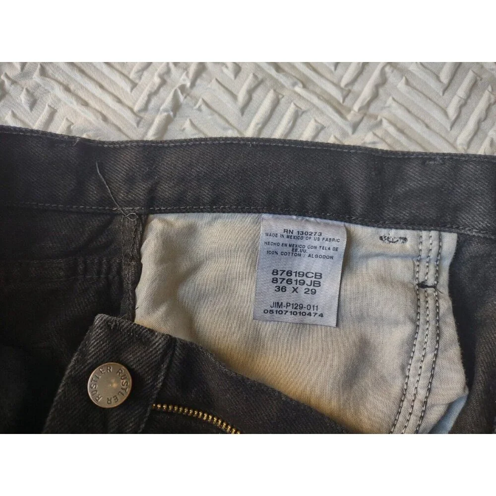 Rustler Denim Straight Jeans Men's 36x29 Black 4-Pocket 100% Cotton ~ Great! - Picture 8 of 9